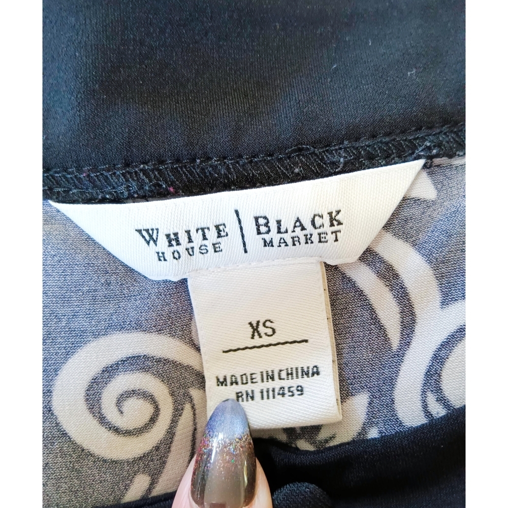 XS Elegant Black and White 3/4"  Sleeve Dress With Keyhole Neckline Xs - Picture 6 of 6